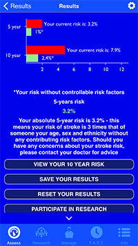 Screenshot of the Stroke Riskometer